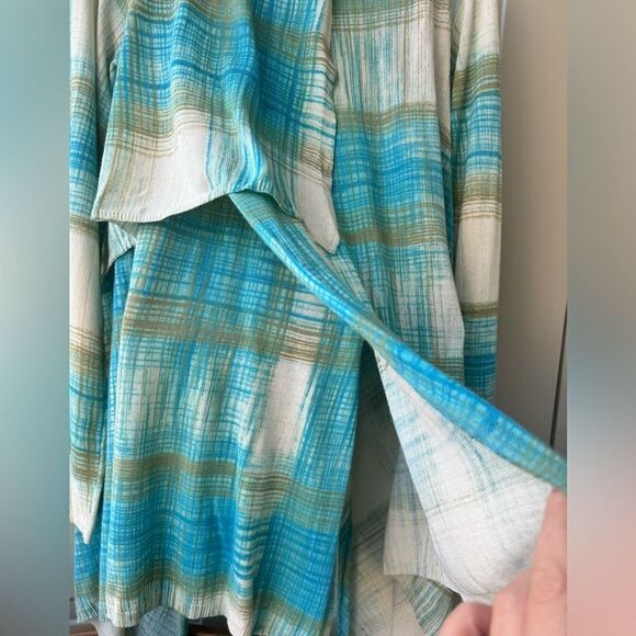 Anthropologie Sparrow Revolution Draped Cardigan Medium Crosshatch Plaid - Picture 4 of 11